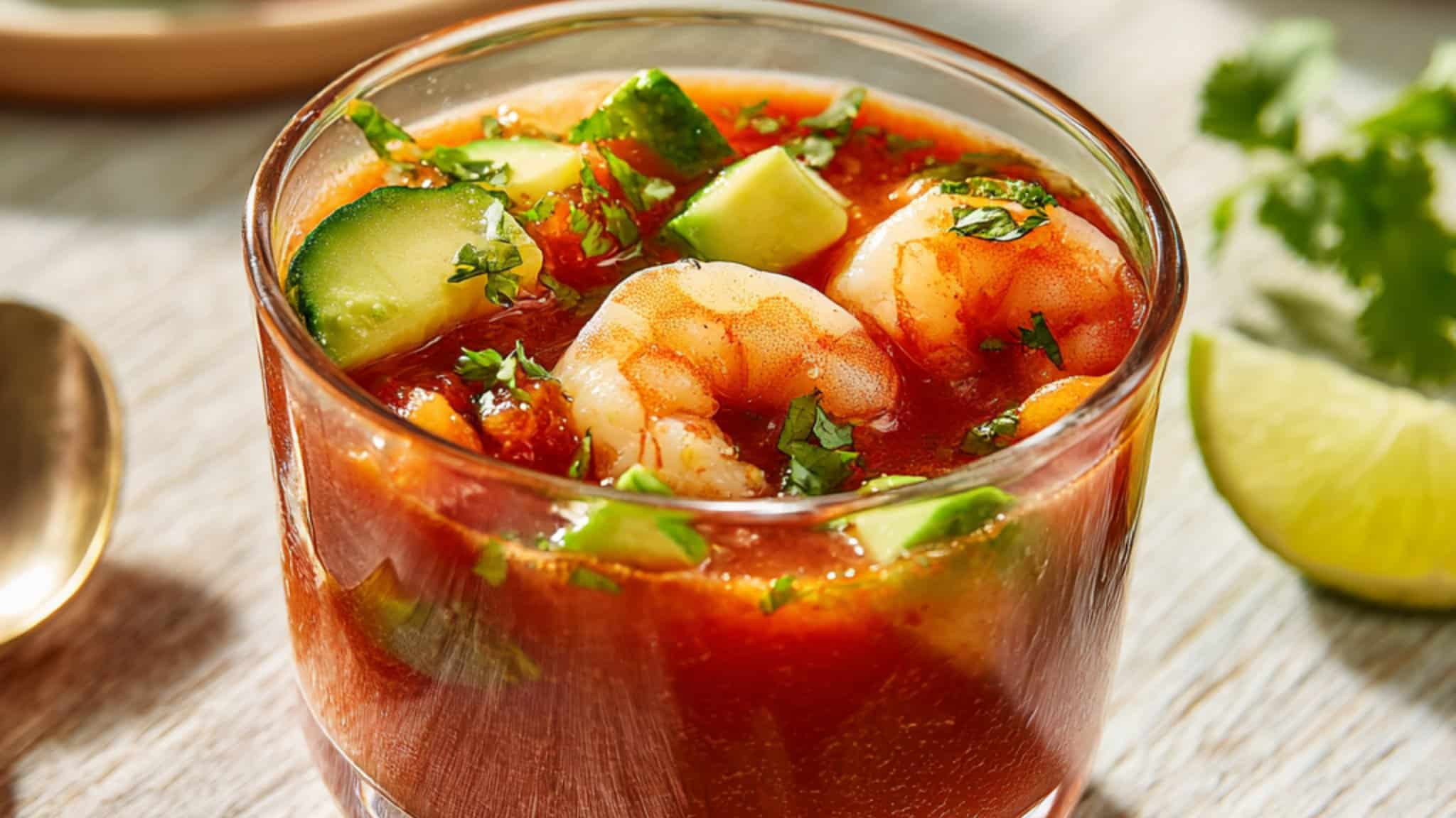 Mexican Shrimp Cocktail with Avocado and Lime