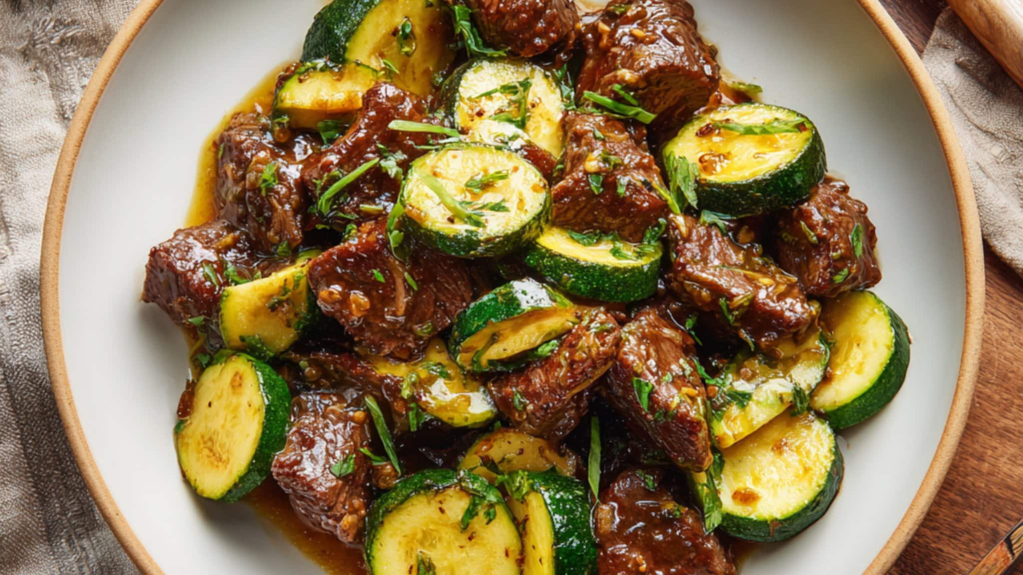 Garlic Butter Steak Bites with Zucchini Bowl